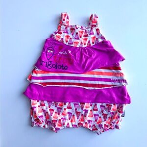 3/$9 Petit Beguin pink layered romper